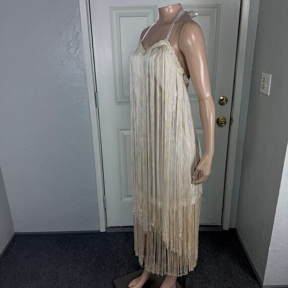 Vintage 70s 80s Women's Dress Flapper Fringe Sequin Party Evening H3-10 - Picture 4 of 8